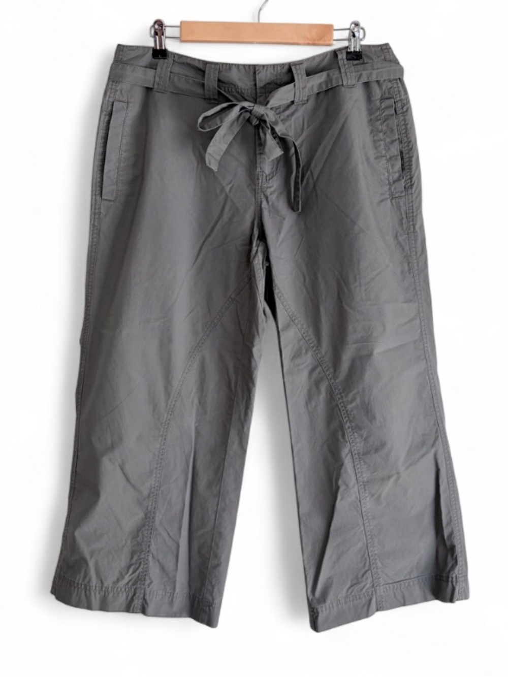 Calvin Klein 100% Cotton Gray Wide Leg Cropped Pants Size 10